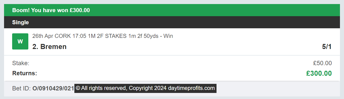 Daytime Profits - Selection - Winner - 1 - 2024-04-26