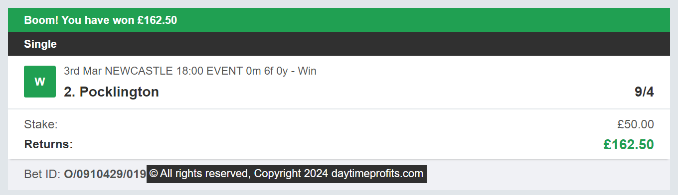 Daytime Profits - Selection - Winner - 3 - 2024-03-03